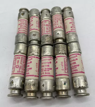 Gould Shawmut TR8/10R Tri-Onic Time Delay Fuse, Class RK5, 250V 0.8Amp Lot of 10
