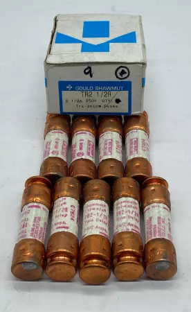 Gould Shawmut TR2 1/2R Tri-Onic Time Delay Fuses, Class RK5 250V 2.5Amp Lot of 9