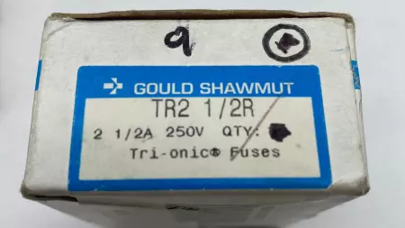 Gould Shawmut TR2 1/2R Tri-Onic Time Delay Fuses, Class RK5 250V 2.5Amp Lot of 9