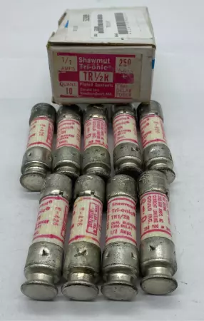 Gould Shawmut TR1/2R Tri-onic Time Delay Fuse, Class RK5, 250VAC 0.5Amp Lot of 9