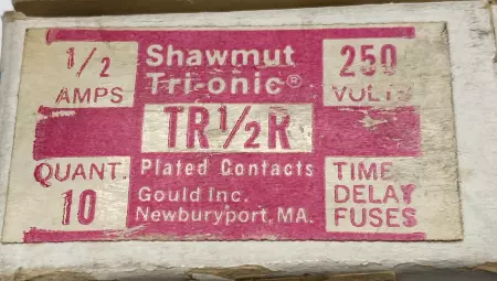 Gould Shawmut TR1/2R Tri-onic Time Delay Fuse, Class RK5, 250VAC 0.5Amp Lot of 9