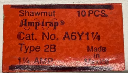 Gould Shawmut A6Y 1 1/4 Amp-Trap Fuses, 600VAC 6.25Amp, Type 2B Lot of 10