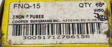 Bussmann FNQ-15 Tron Time-Delay Fuse, 500V 15Amp Lot of 6