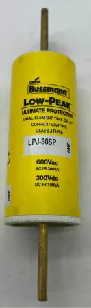 Bussmann LPJ-90SP Low-Peak Time Delay Fuse, 600VAC 300VDC 90Amp, Class J 