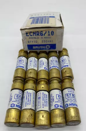 Brush ECNR6/10 Time Delay Fuses, 250VAC 0.6Amp, Class RK5 Lot of 10