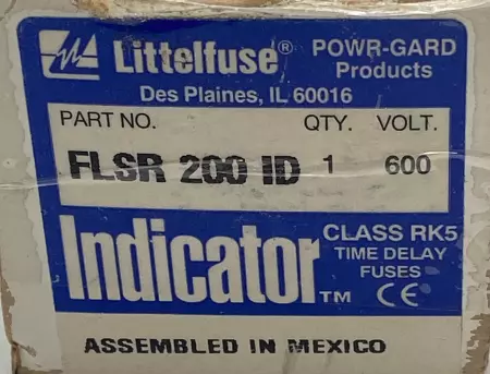 Littlefuse FLSR200ID Indicator Time Delay Fuse, 600V 200Amp, Class RK5 