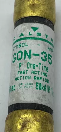 GEC Alsthom GON-35 One-Time Fuses, 250VAC 35Amp, Type P Lot of 10