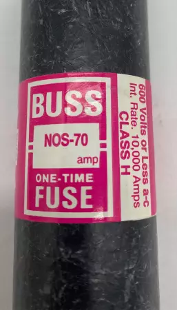 Bussmann NOS70 One-Time Fuse, 600VAC 70Amp, Class H 