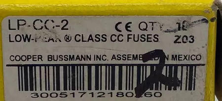 Bussmann LP-CC-2 Low-Peak Delay Fuses, 600VAC 300VDC 2Amp, Class CC Lot of 2