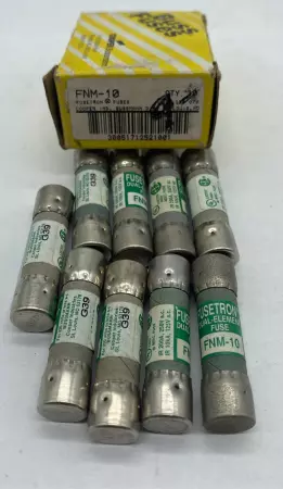 Bussmann FNM-10 Fusetron Time Delay Fuses, 250V 10Amp Lot of 9