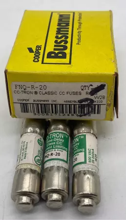 Bussmann FNQ-R-20 CC-Tron Time Delay Fuses, 600VAC 20Amp, Class CC Lot of 3