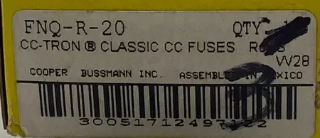 Bussmann FNQ-R-20 CC-Tron Time Delay Fuses, 600VAC 20Amp, Class CC Lot of 3