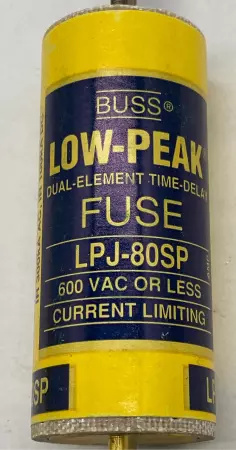 Bussmann LPJ-80SP Low-Peak Time Delay Fuse, 600VAC 300VDC 80Amp, Class J 