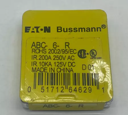 Bussmann ABC-6-R Ceramic Fuses, 250VAC 125VDC 6Amp Lot of 5