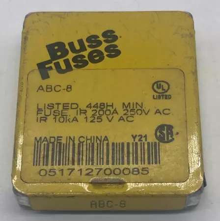 Bussmann ABC-8 Ceramic Fuses, 125-250VAC 8Amp Lot of 4