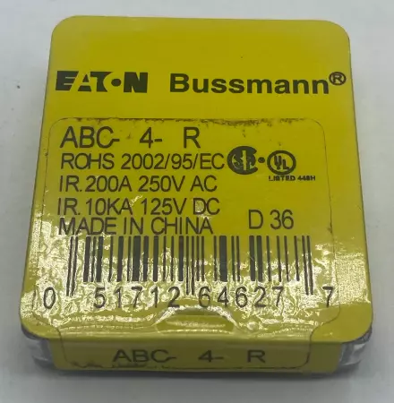 Bussmann ABC-4-R Ceramic Fuses, 250VAC 125VDC 4Amp Lot of 5