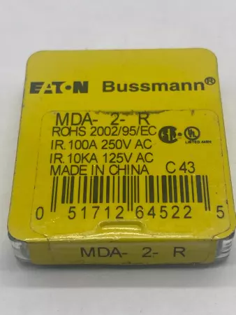 Bussmann MDA-2-R Ceramic Fuses, 125-250VAC 2Amp Lot of 4