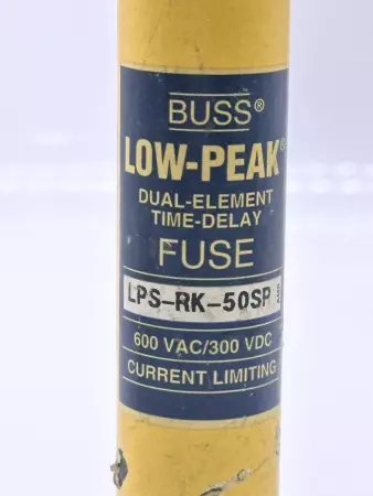 Bussmann LPS-RK-50SP Low-Peak Time Delay Fuse, 600VAC 300VDC 50Amp, Class RK1 