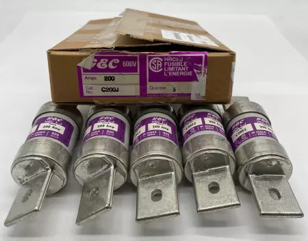 G&C C200J Energy Limiting Fuses, 600V 200Amp, Class J Lot of 5