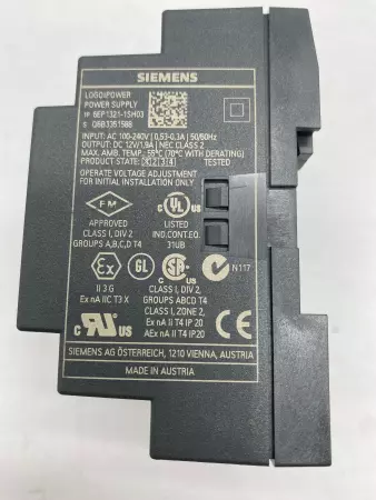 Siemens 6EP1321-1SH03 LOGO! Power Supply, 100-240V 0.53-0.3Amp 
