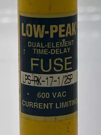 Bussmann LPS-RK-17-1/2SP Low-Peak Delay Fuse, 600VAC 300VDC 17.5Amp, Class RK1 