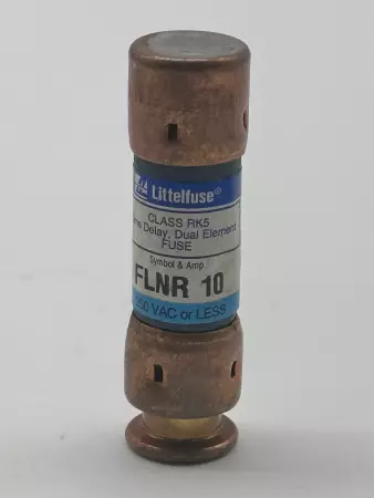 Littelfuse FLNR 10 Powr-Gard Time Delay Fuse, 250VAC 125VDC 10Amp, Class RK5 