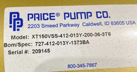 Price XT150VSS-412-013Y-200-36-3T6 Centrifugal Pump W/Baldor 2HP Motor 
