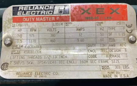 Reliance Electric 64980719 Duty Master® AC Motor, 7.5 HP, Frame 256TY 