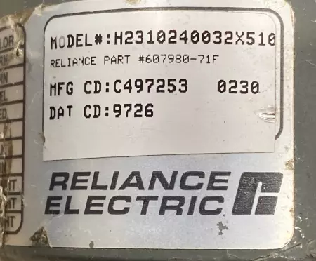 Reliance Electric P14A5805P-U7 Gearmotor 2HP W/Hub City Gearbox Ratio 40:1 