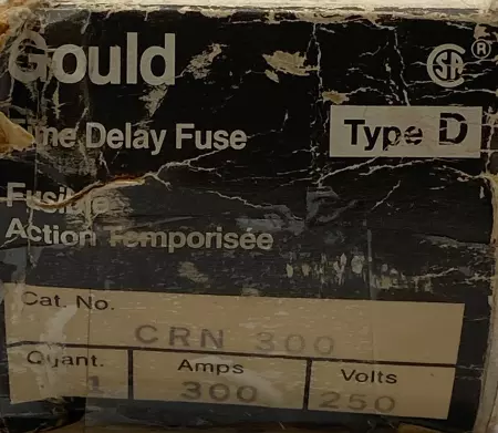 Gould CRN300 Time Delay Fuse, 250VAC 300Amp, Type D 