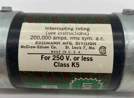 Bussmann LPN225 Low-Peak Time Delay Fuse, 250VAC 225Amp, Class K5 