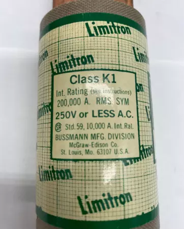 Bussmann KTN250 Limitron Current Limiting Fuse, 250Amp 250VAC, Class K1 