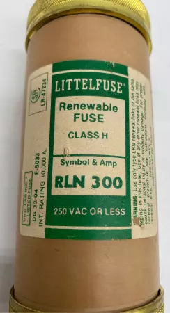 Littelfuse RLN300 Renewable Time Delay Fuse, 250VAC 300Amps, Class H 