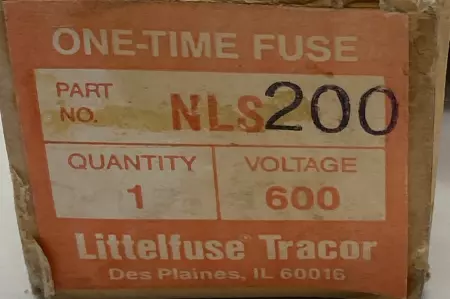 Littelfuse NLS-200 One-Time Fuse, 600V 200Amp, Class H 