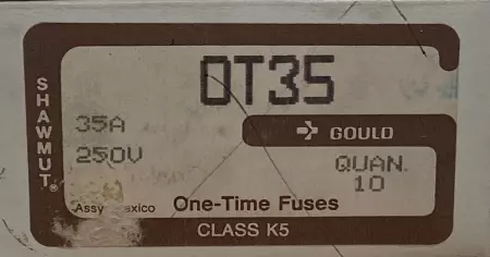 Gould Shawmut OT35 One-Time Fuses, 250VAC 35Amp, Class K5 Lot of 10