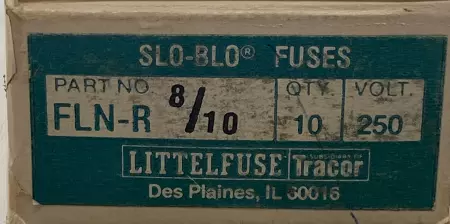 Littelfuse FLN-R 8/10 Slo-Blo Time Delay Fuses, 250V 8/10Amp, Class RK5 Lot of 10