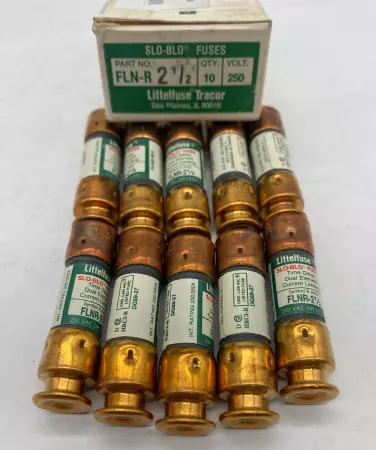 Littelfuse FLN-R 2 1/2 Slo-Blo Time Delay Fuse, 250V 2.5Amp, Class RK5 Lot of 10