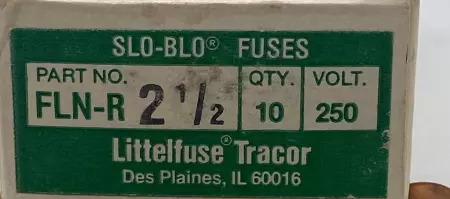 Littelfuse FLN-R 2 1/2 Slo-Blo Time Delay Fuse, 250V 2.5Amp, Class RK5 Lot of 10