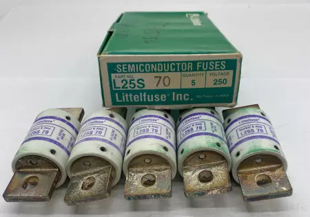 Littelfuse L25S 70 Semi-Conductor Fuses, 250VAC/DC 70Amps Lot of 5