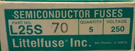 Littelfuse L25S 70 Semi-Conductor Fuses, 250VAC/DC 70Amps Lot of 5