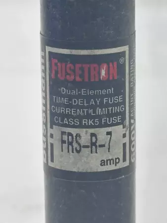 Bussmann FRS-R-7 Fusetron Time Delay Fuse, Class RK5, 600VAC 300VDC 7Amp 