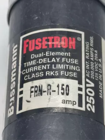 Bussmann FRN-R-150 Fusetron Time Delay Fuse, Class RK5, 250VAC 125VDC 150Amp 