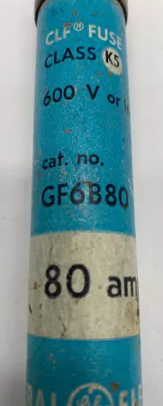 General Electric GF6B80 Time Delay Fuse, 600 VAC 80Amp, Class K5 