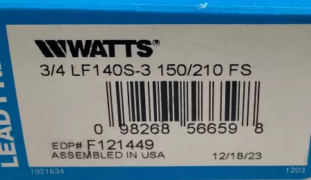 Watts 3/4 LF140-3 150/210 FS Pressure Relief Valve Kit 
