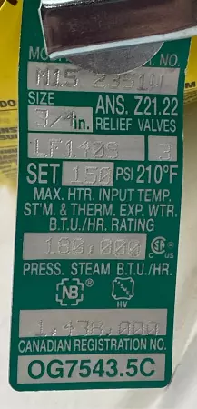 Watts 3/4 LF140-3 150/210 FS Pressure Relief Valve Kit 
