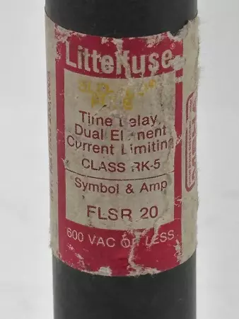 Littelfuse FLSR 20 Slo-Blo Time Delay Fuse, 600VAC 300VDC 20Amp, Class RK5 