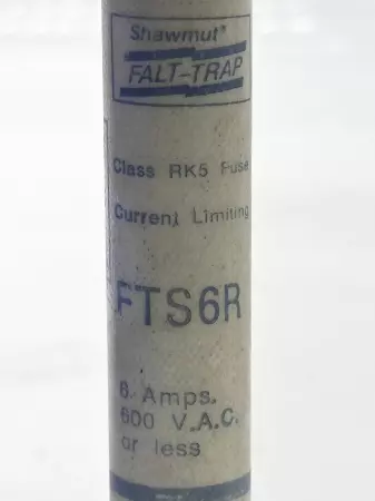 Gould Shawmut FTS6R Falt-Trap Fuse, 600V 6Amp, Class RK5 