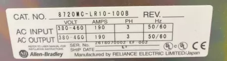 Allen-Bradley 8720MC-LR10-100B Line Reactor Assy 
