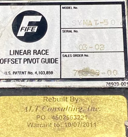 Fife SYMAT-50 Linear Race Offset Pivot Guide / Parts Only 