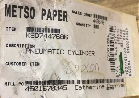 Metso Paper KSD7447686 Pneumatic Cylinder, 5